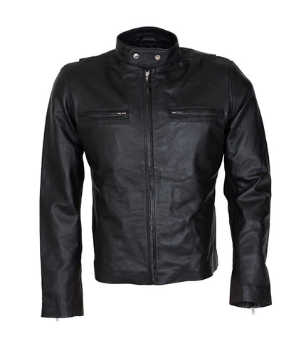 Bradley Cooper Burnt Black Biker Leather Jacket Mens