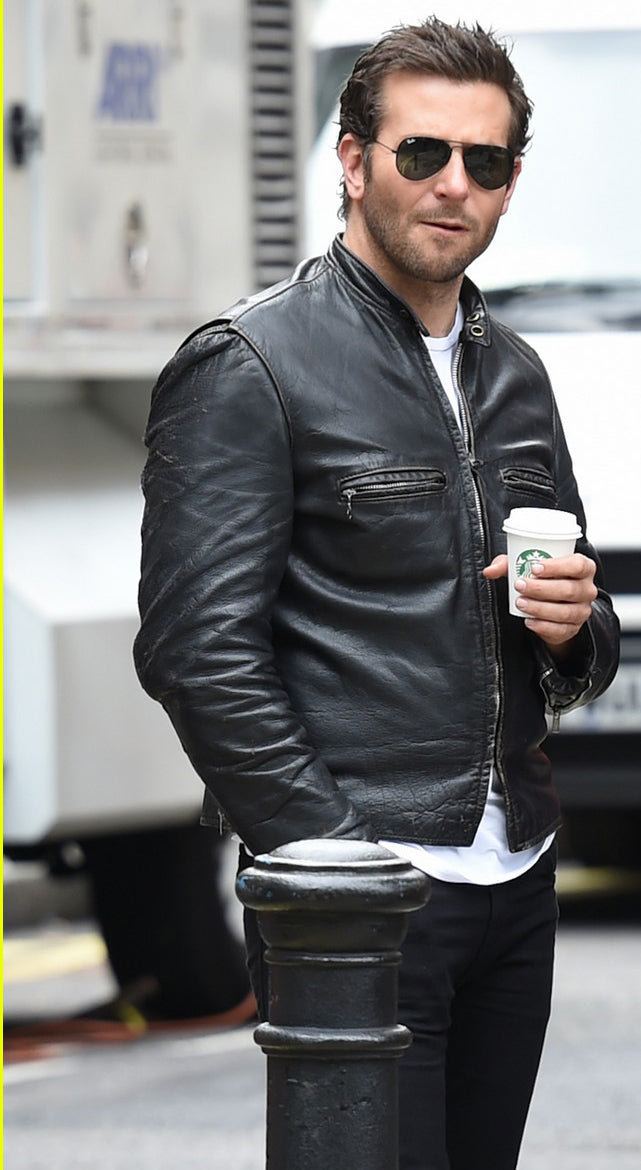 Bradley Cooper Burnt Black Biker Leather Jacket eBay Designer Jacket sale