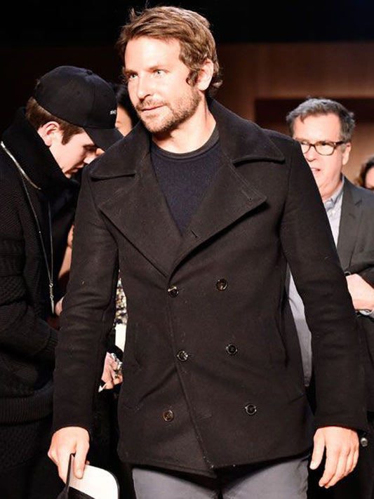 Bradley Cooper Classic Black Wool Peacoat
