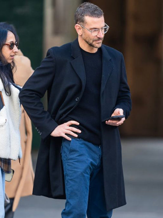 Bradley Cooper Winter Wool Black Coat