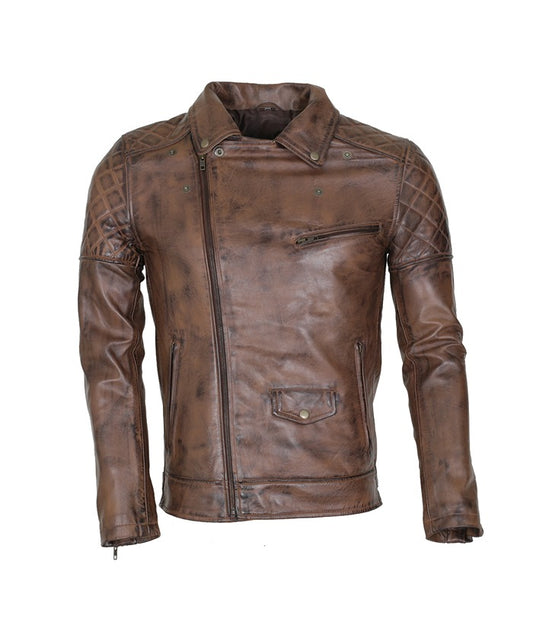 Brando Vintage Biker Brown Distressed Leather Jacket Black Friday Sale