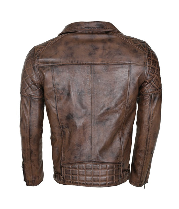 Brando Vintage Biker Brown Distressed Leather Jacket Halloween Sale