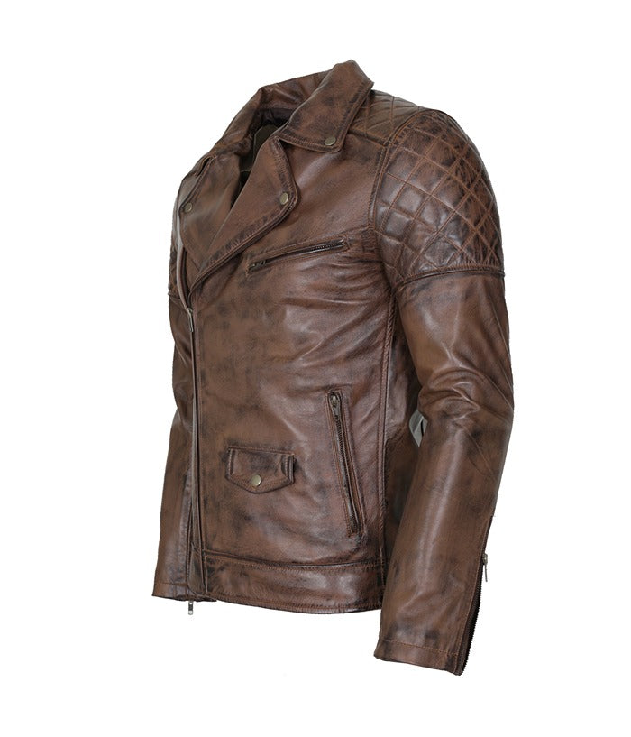 Brando Vintage Biker Brown Distressed Leather Jacket Sale UK USA Europe