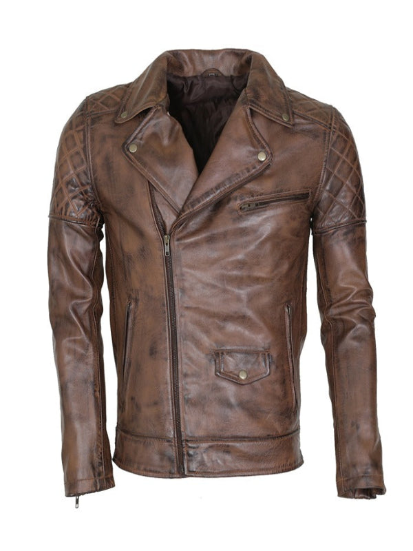 Brando Vintage Biker Brown Distressed Leather Jacket