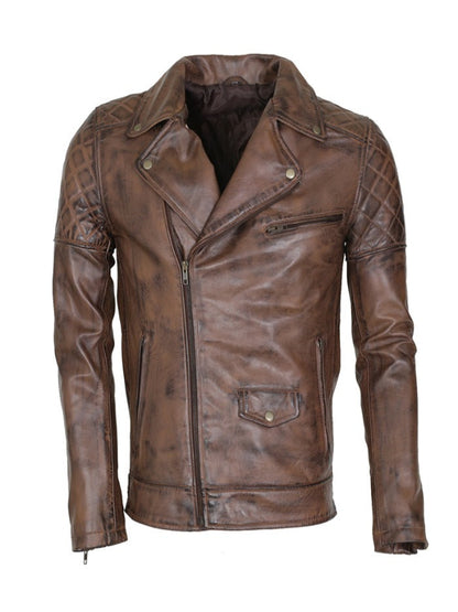 Brando Vintage Biker Brown Distressed Leather Jacket