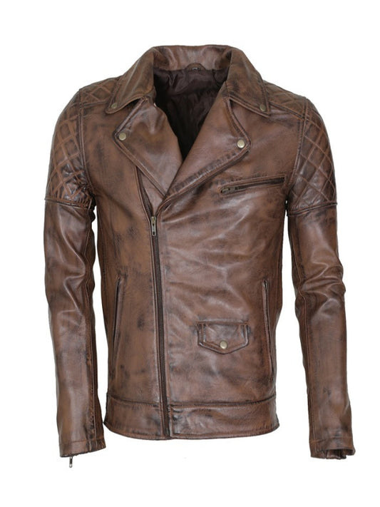 Brando Vintage Biker Brown Distressed Leather Jacket