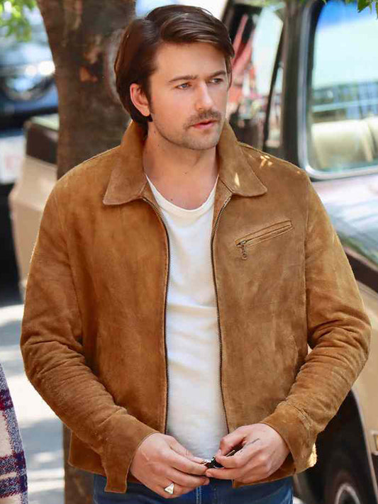Brandon Sklenar It Ends With Us Brown Leather Suede Jacket