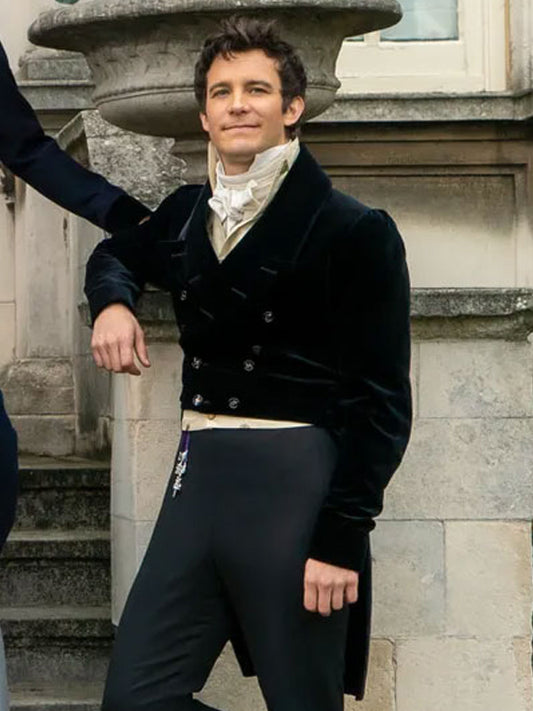 Bridgerton Season 2 Jonathan Bailey Black Velvet Tailcoat