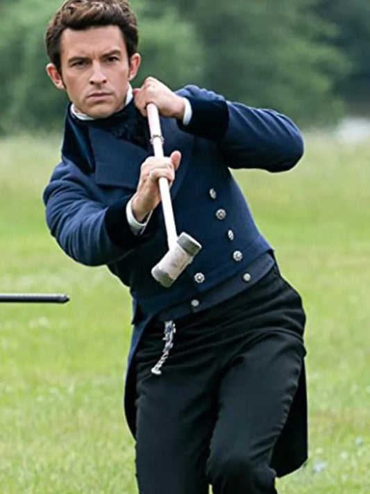 Bridgerton Season 2 Jonathan Bailey Blue Wool Tailcoat