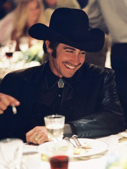 Brokeback Mountain Jake Gyllenhaal Black Leather Blazer Celebrity outfits