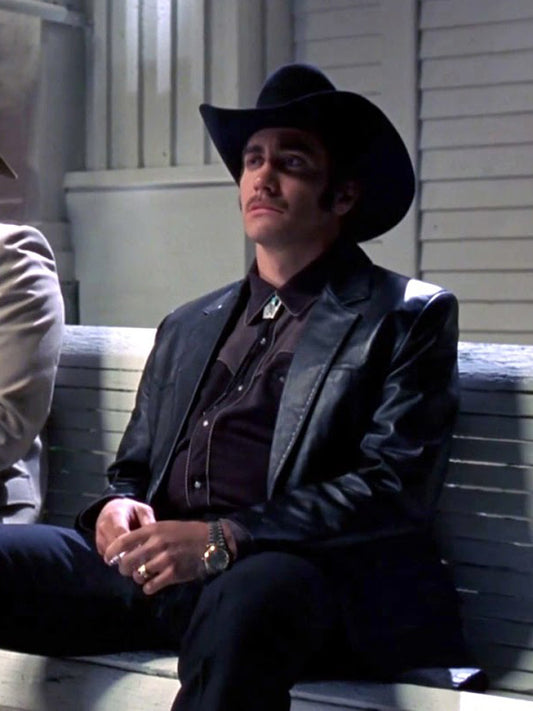 Brokeback Mountain Jake Gyllenhaal Black Leather Blazer