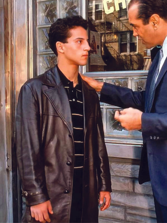 Bronx Tale Lillo Brancato Vintage Black Leather Coat