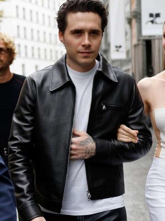 Brooklyn Beckham Classic Biker Leather Jacket