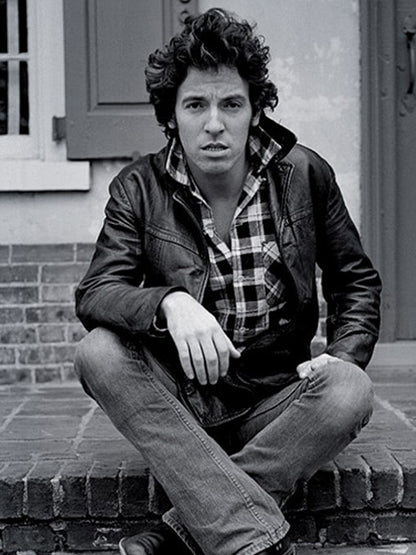 Bruce Springsteen Born to Run Black Leather Coat Free Shipping UK USA Canada