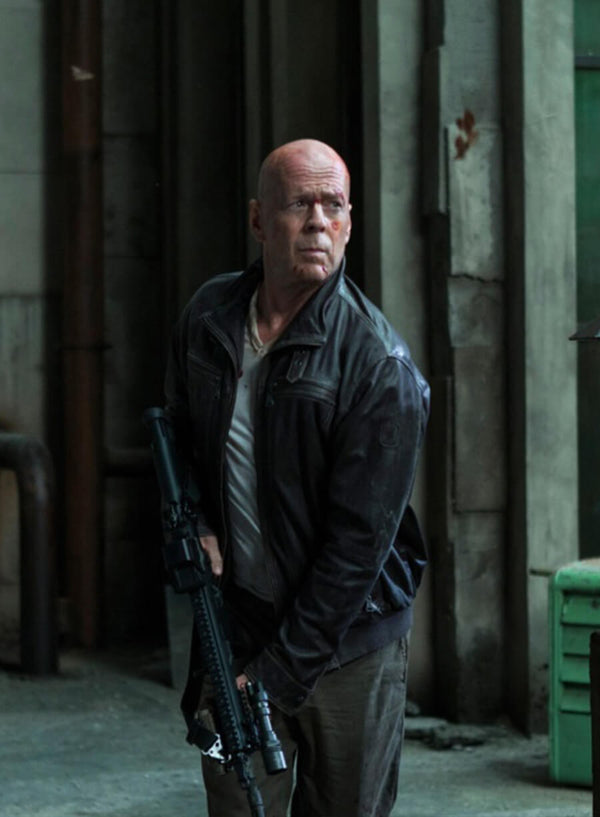 Bruce Willis A Good Day to Die Hard Black Leather Jacket Black Friday Sale