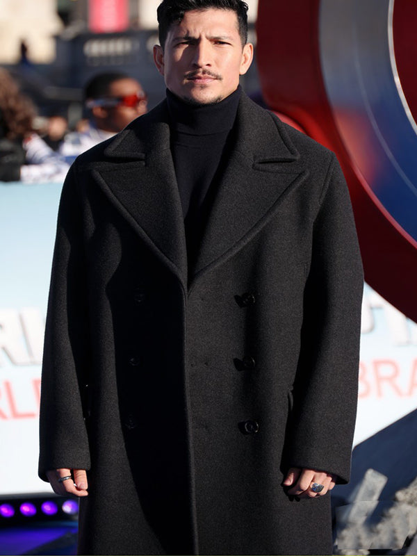 Captain America Brave New World Danny Ramirez Black Wool Coat Winter Sale