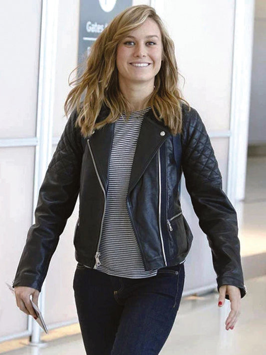 Captain Marvel Brie Larson Biker Leather Jacket Shop now