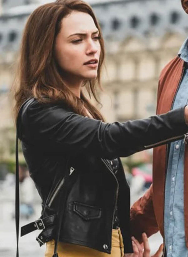Cara Bloom God Friended Me Black Leather Jacket New Year Sale