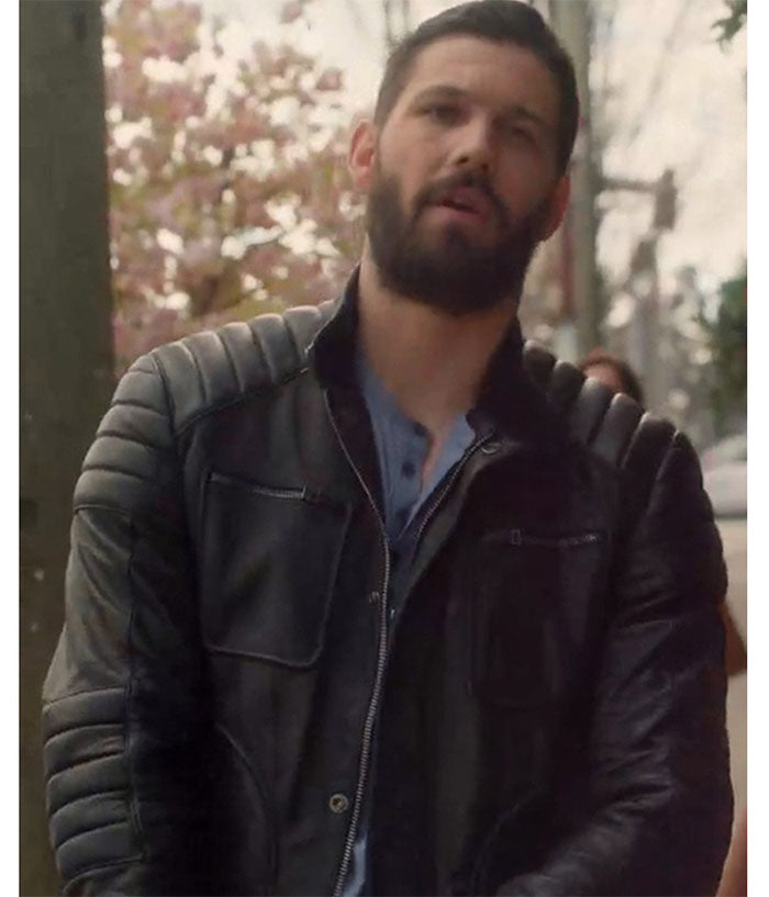 Casey Deidrick Wedding Season Black Leather Jacket herren lederjacke