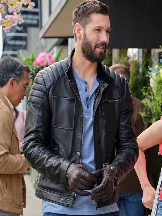 Casey Deidrick Wedding Season Black Leather Jacket