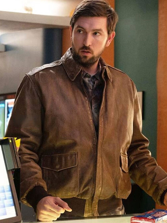 Cat Person Nicholas Braun Brown Leather Jacket
