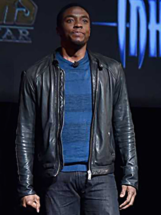 Chadwick Boseman Avengers Endgame Black Leather Jacket