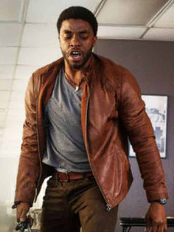 Chadwick Boseman Message From Jacob King Brown Leather Jacket Black Friday Sale