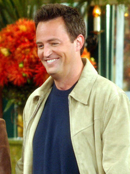 Chandler Friends Season 2 Matthew Perry Beige Suede Jacket Easter Sale