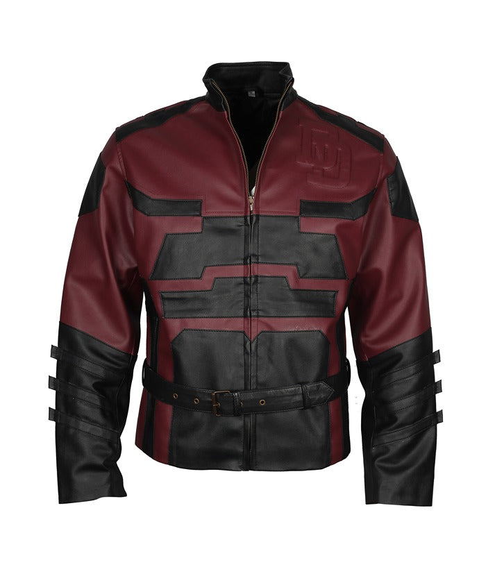 Charlie Cox Daredevil Maroon Leather Jacket Costume Cosplay Costume