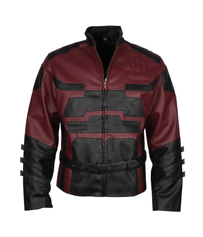 Charlie Cox Daredevil Maroon Leather Jacket Costume Cosplay Costume