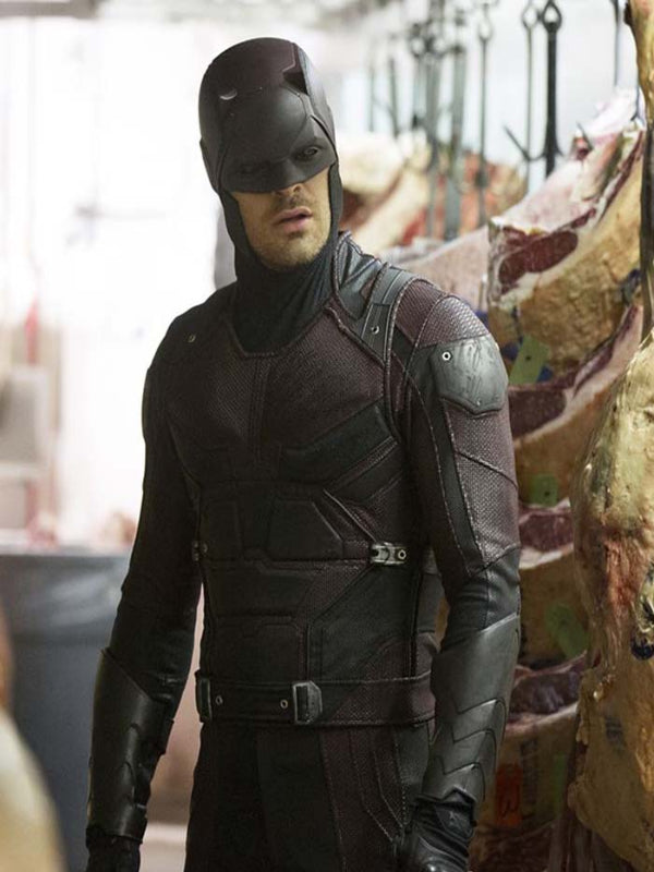 Charlie Cox Daredevil Maroon Leather Jacket Costume Free Shipping UK USA Canada