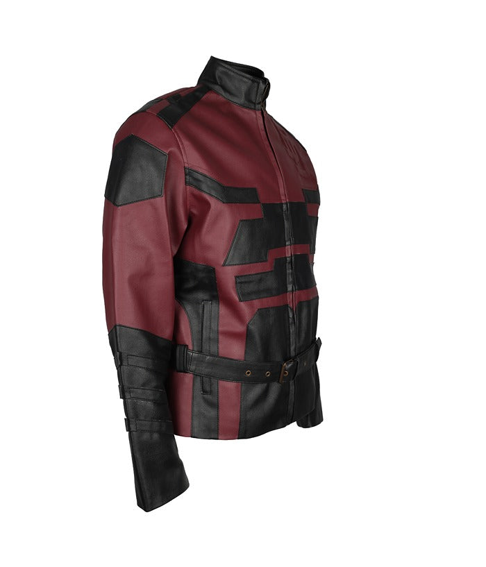 Charlie Cox Daredevil Maroon Leather Jacket Costume Gifts For Him