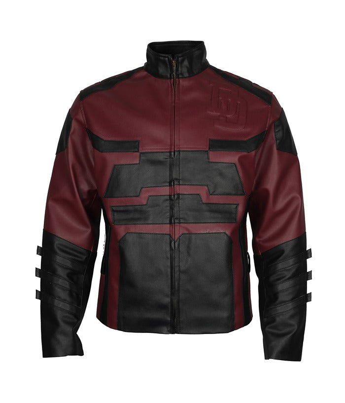 Charlie Cox Daredevil Maroon Leather Jacket Costume Halloween Costume