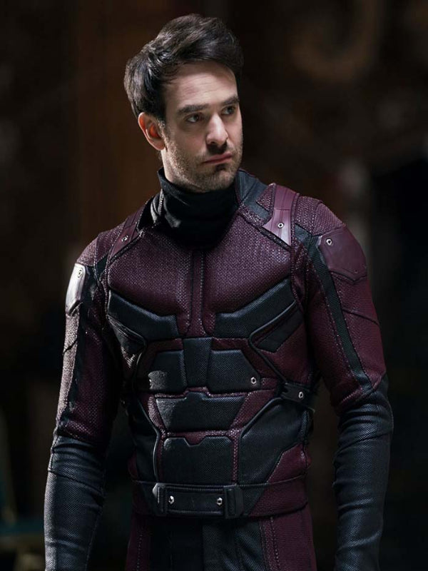 Charlie Cox Daredevil Maroon Leather Jacket Costume