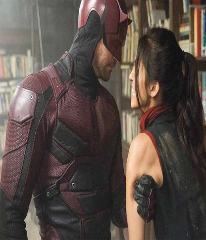 Charlie Cox Daredevil Maroon Leather Jacket Shop now