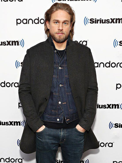 Charlie Hunnam Classic Gray Wool Coat