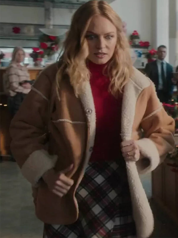 Charlotte Sanders Best Christmas Ever Brown Suede Shearling Jacket Gifts For Her