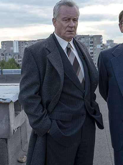 Chernobyl Stellan Skarsgard Gray Wool Trench Coat Sale