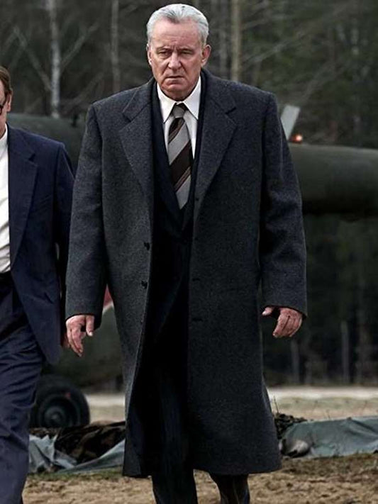 Chernobyl Stellan Skarsgard Gray Wool Trench Coat