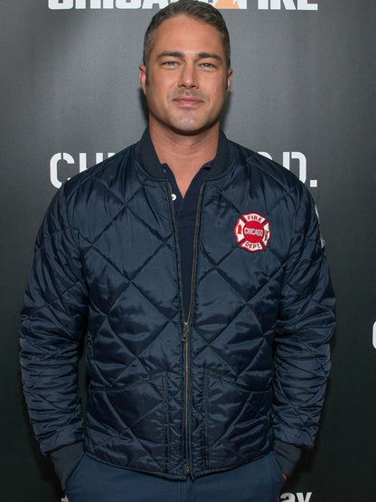 Chicago Fire Taylor Kinney Blue Puffer Jacket Shop now