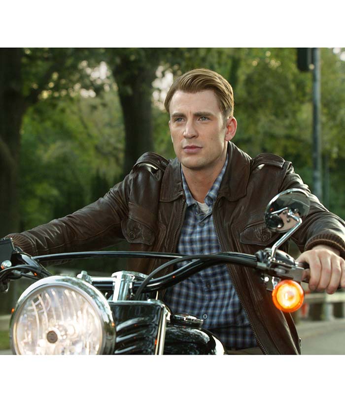 Chris Evans Captain America Biker Leather Jacket Easter Sale
