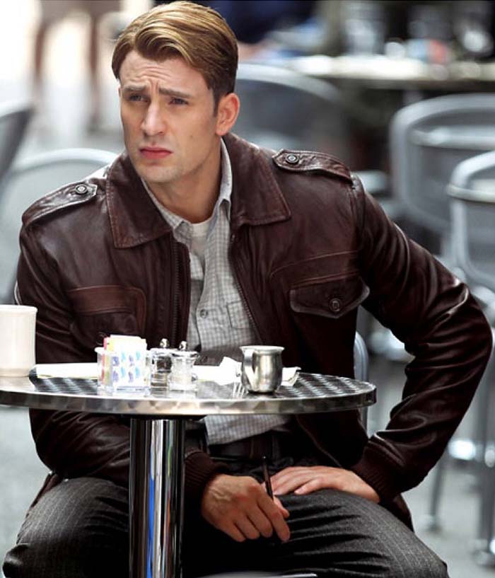 Chris Evans Captain America Biker Leather Jacket Winter Sale