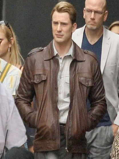 Chris Evans Captain America Biker Leather Jacket herren lederjacke