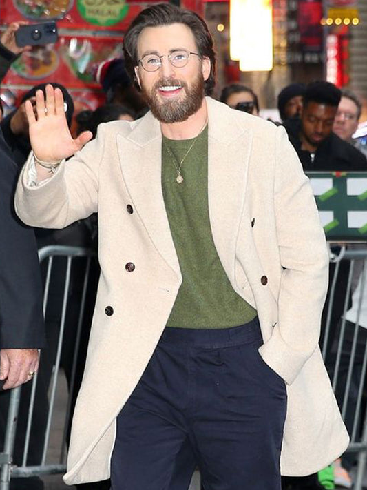 Chris Evans Red One Off White Wool Trench Coat