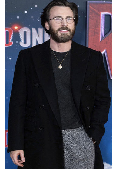 Chris Evans Red One Wool Black Coat Shop now