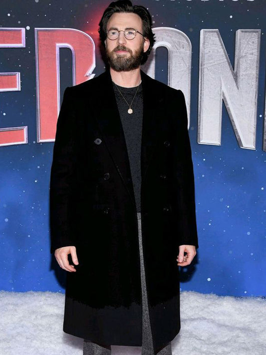 Chris Evans Red One Wool Black Coat