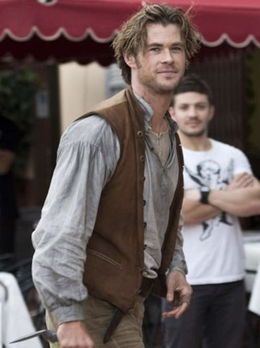 Chris Hemsworth Brown Leather Vest Celebrity Outfits
