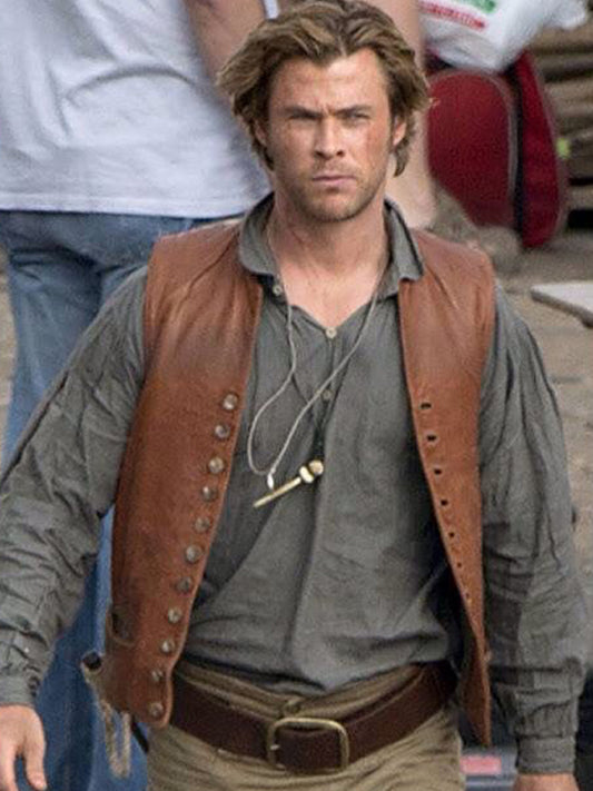 Chris Hemsworth Brown Leather Vest