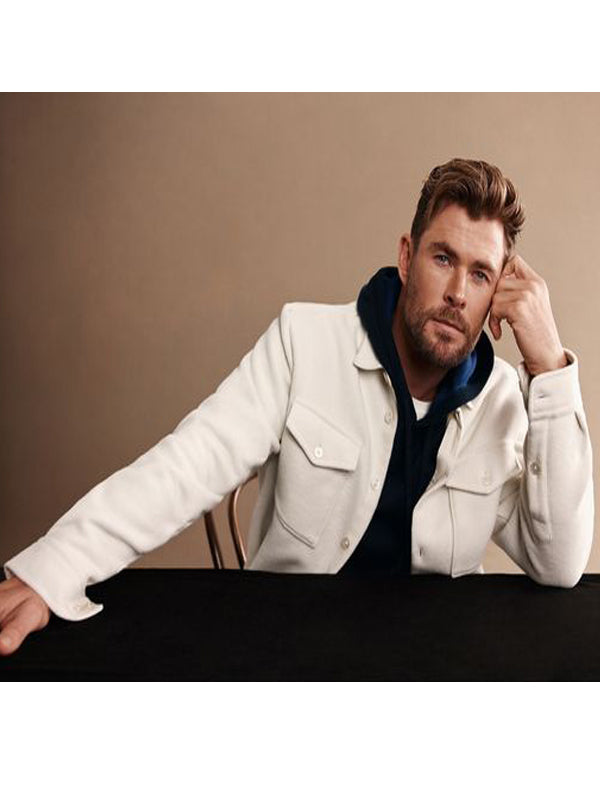 Chris Hemsworth Fashion Cream Wool Jacket Winter sale