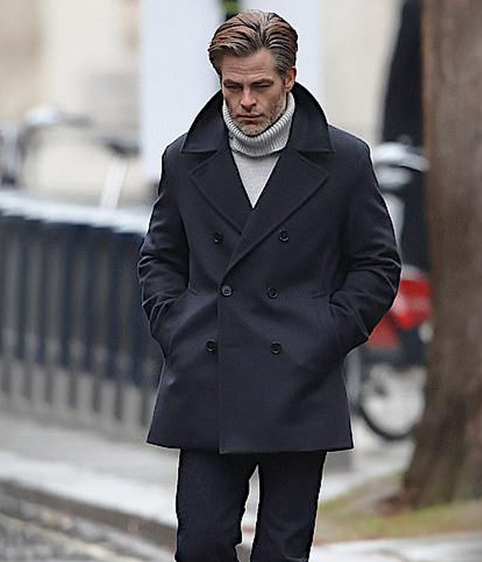 Chris Pine All The Old Knives Wool Peacoat Sale Winter